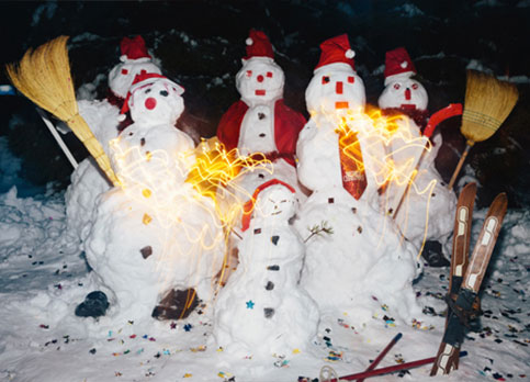 Snowmen in flashlight