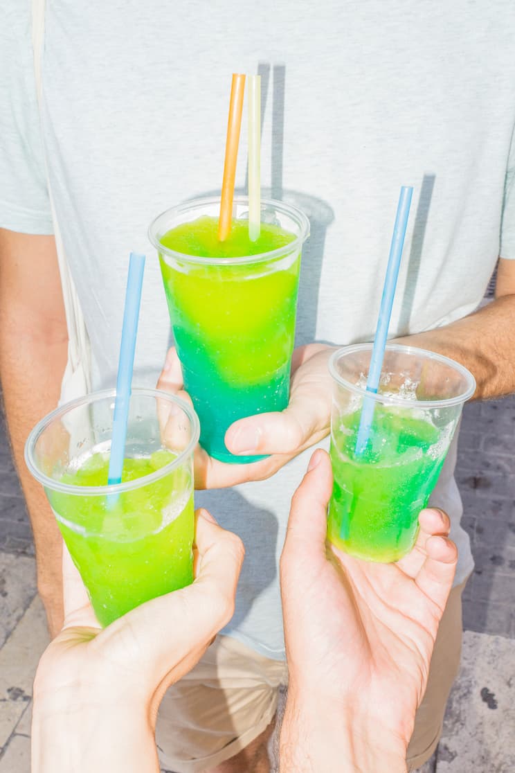 Three refreshing neon colorful sherbets for summer friendly.